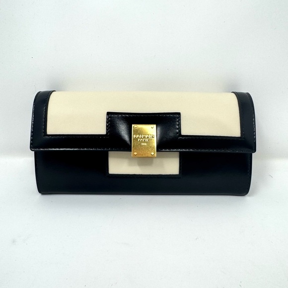 Balmain 1945 Heritage Wallet – Black & Ivory Calfskin, Logo Monogram, NWT - Picture 2 of 6